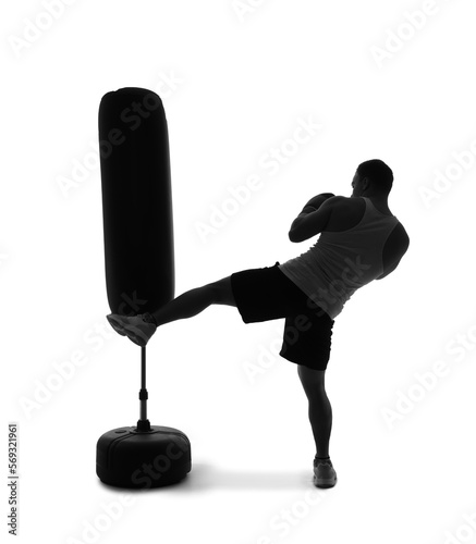 Silhouette of male boxer pu...