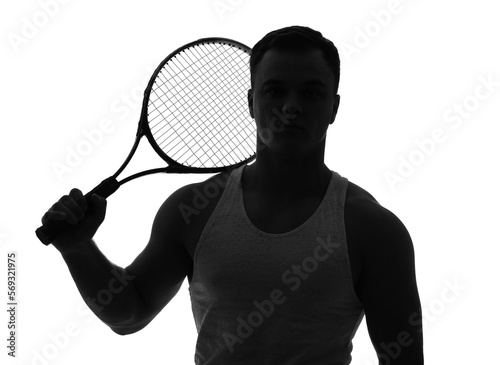 Silhouette of young man wit...