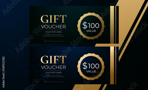 Gift voucher template, golden elements