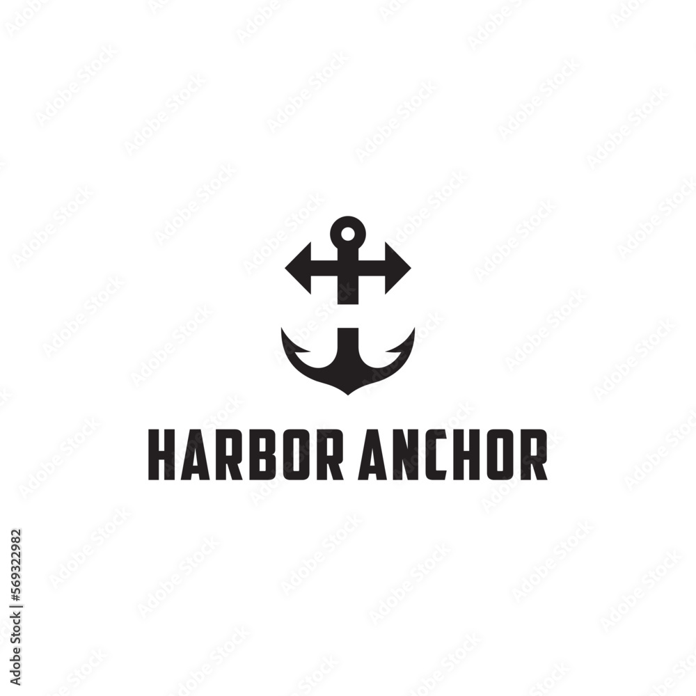 MODERN LETTER H SHAPE WITH ANCHOR VECTOR LOGO ILLUSTRATION MODERN LETTER H SHAPE WITH ANCHOR VECTOR LOGO ILLUSTRATION