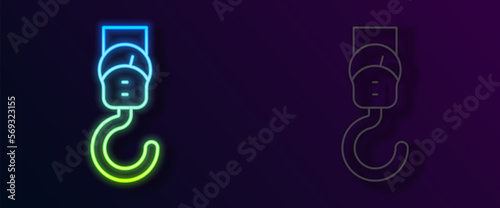 Glowing neon line Spring scale icon isolated on black background. Balance for weighing. Determination of weight. Vector