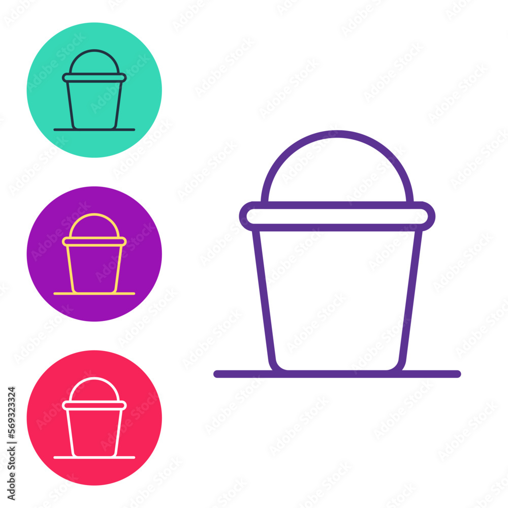 Set line Bucket icon isolated on white background. Set icons colorful. Vector Set line Bucket icon isolated on white background. Set icons colorful. Vector