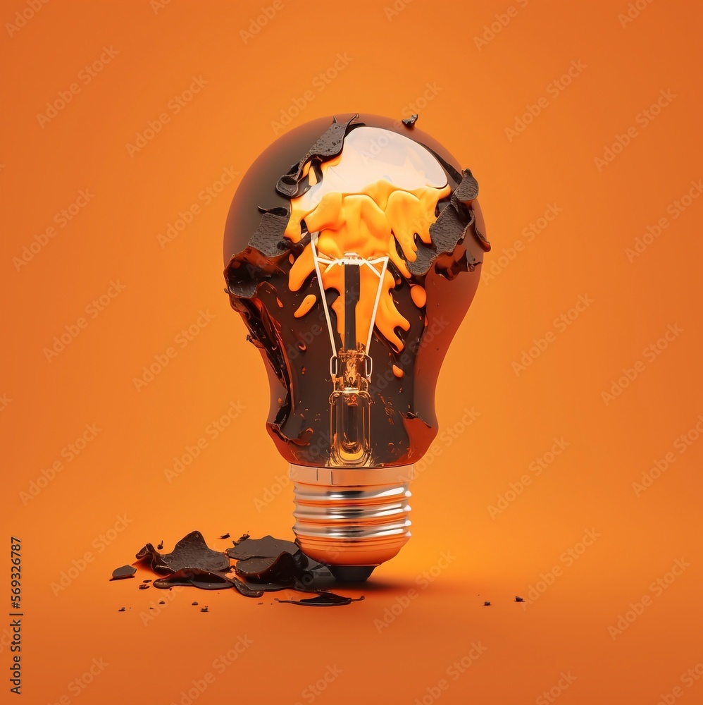 Burned Out Light Bulb. Melted light bulb. Generative AI Stock Illustration  | Adobe Stock