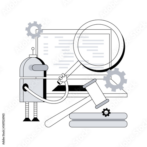 Artificial intelligence regulations abstract concept vector illustration. Artificial intelligence law, AI development limitation, global tech regulations, robotics legislation abstract metaphor.