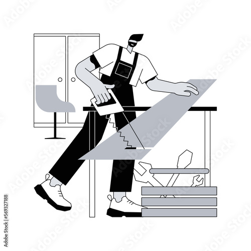 Custom furniture abstract concept vector illustration. Bespoke furniture, online shopping for handmade products, artisan manufacturing, custom joinery, clients sketch abstract metaphor.