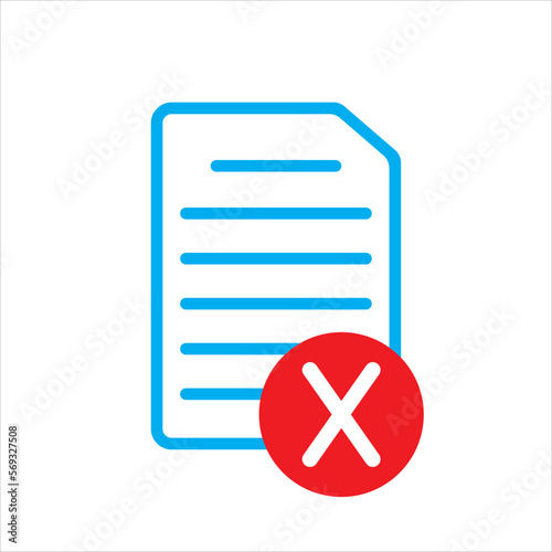 document rejected icon vector, illustration, symbol