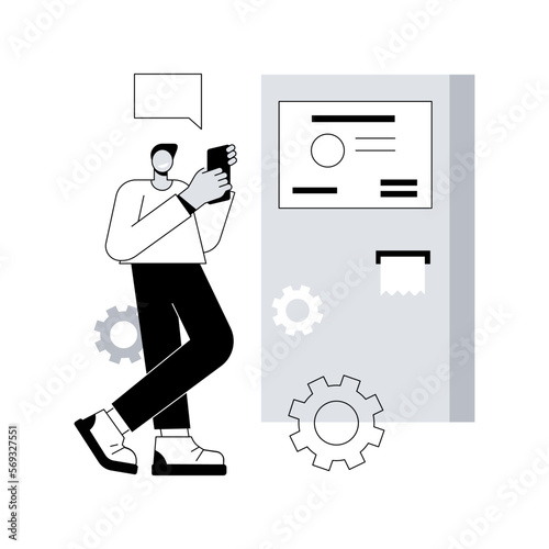 Electronic queuing system abstract concept vector illustration. Queue management software, queuing electronic system, ticket generator, line call solution, waiting for number abstract metaphor.
