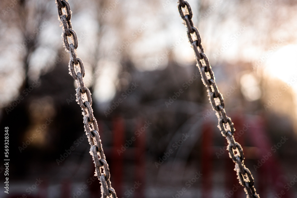 frozen swing on a playground
