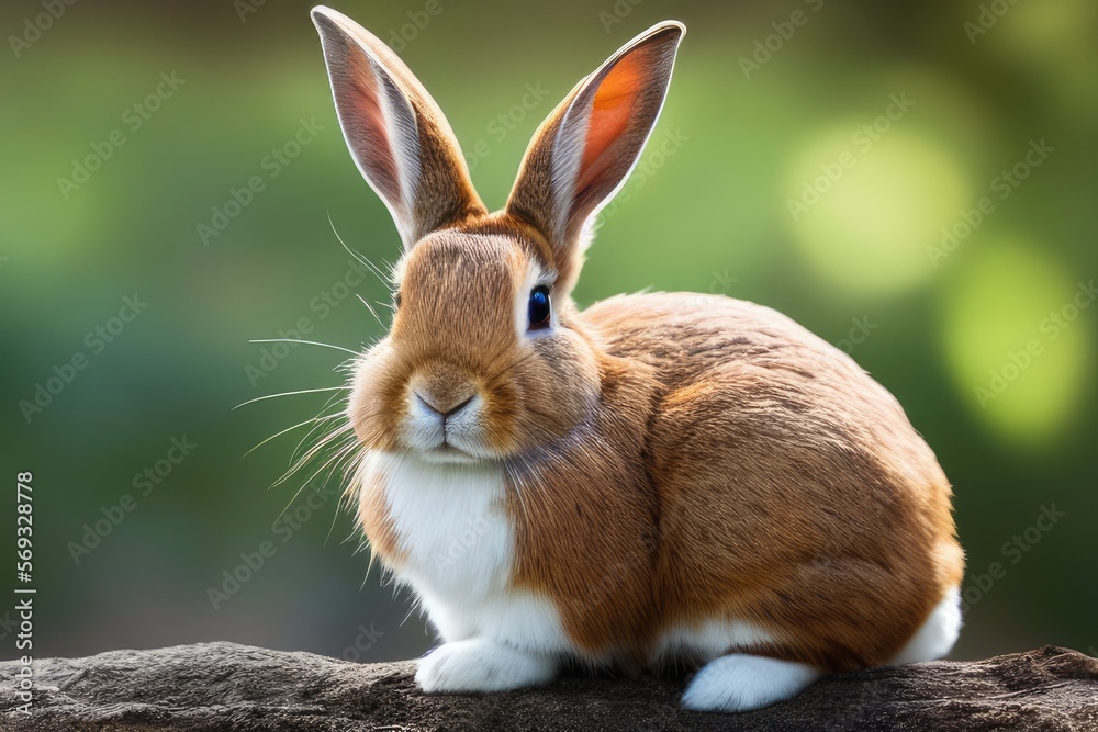 Fototapeta premium High-Resolution Image of a Cute and Playful Rabbit, Perfect for Adding a Wholesome and Adorable Element to any Design Project