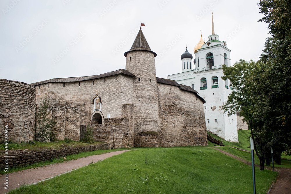 Travel in Russia. Trinity Cathedral of the Pskov Kremlin. the city of Pskov. Russia. Travel in Russia. Trinity Cathedral of the Pskov Kremlin. the city of Pskov. Russia.