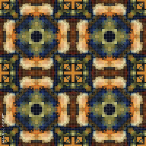 Mediterranean mosaic seamless pattern design.