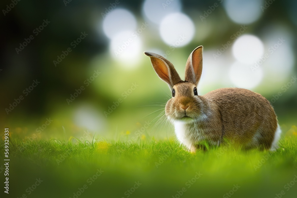 Fototapeta premium High-Resolution Image of a Cute and Playful Rabbit, Perfect for Adding a Wholesome and Adorable Element to any Design Project