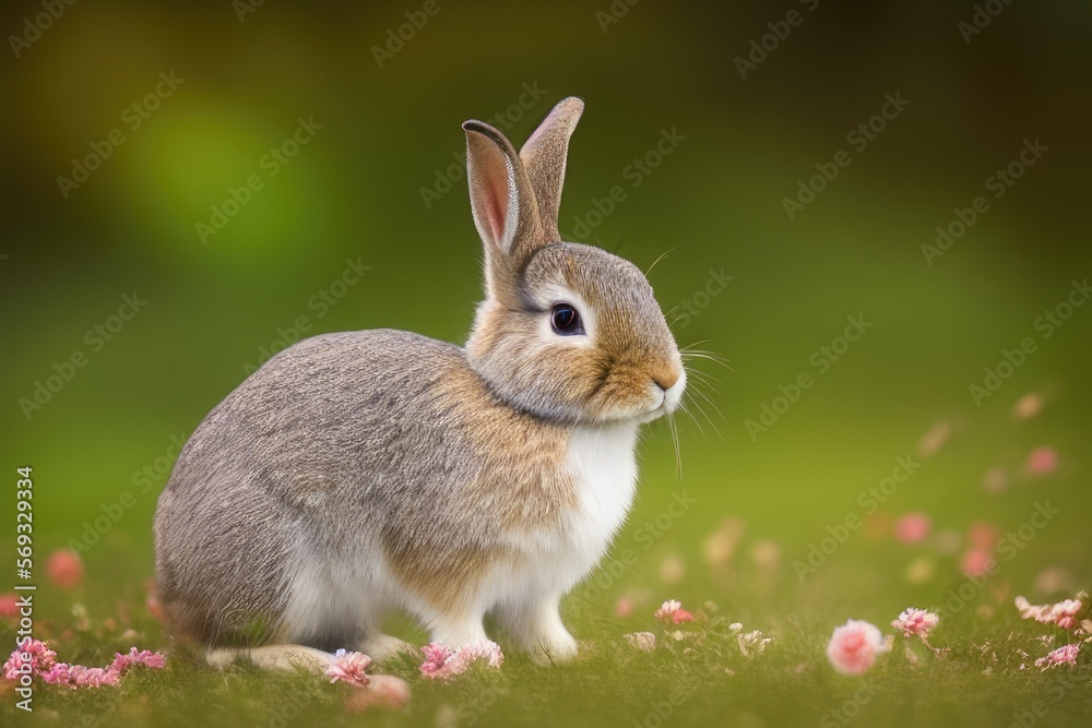 Fototapeta premium High-Resolution Image of a Cute and Playful Rabbit, Perfect for Adding a Wholesome and Adorable Element to any Design Project