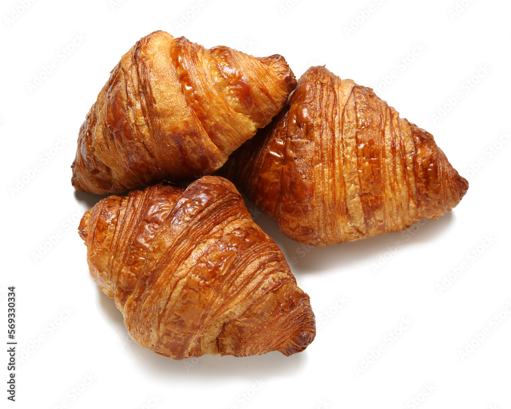 Delicious croissants isolated on white background Delicious croissants isolated on white background