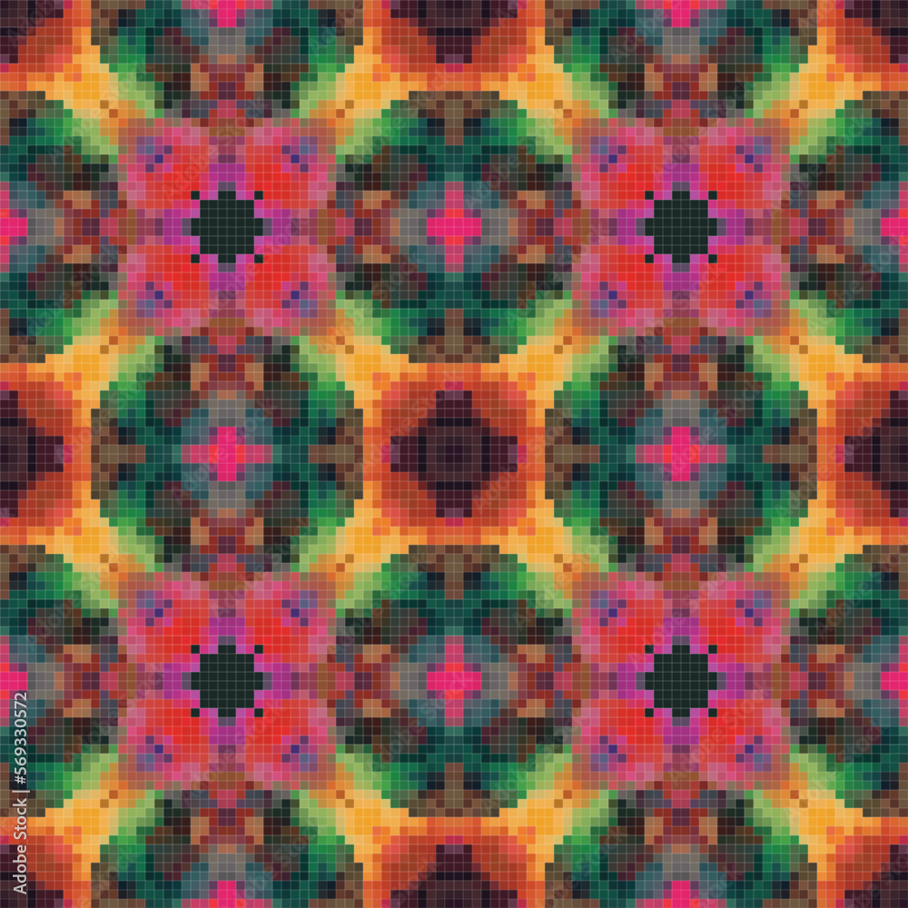 Mediterranean mosaic seamless pattern design. Mediterranean mosaic seamless pattern design.