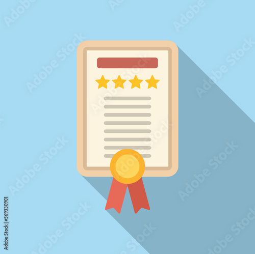 Diploma win icon flat vector. Medal winner. Top reward