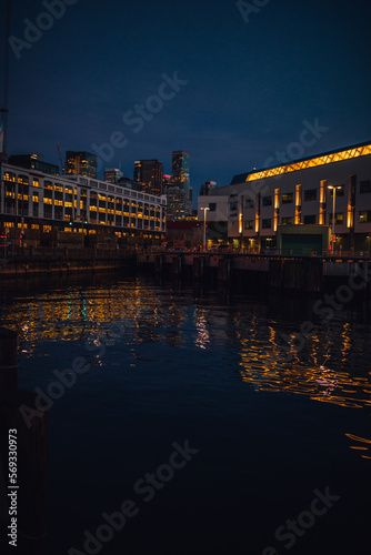 view of Pier 69, Seattle waterfront at night