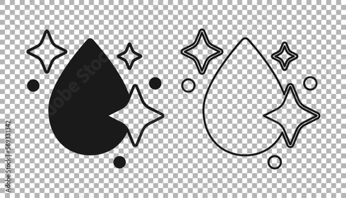 Black Water drop icon isolated on transparent background. Vector