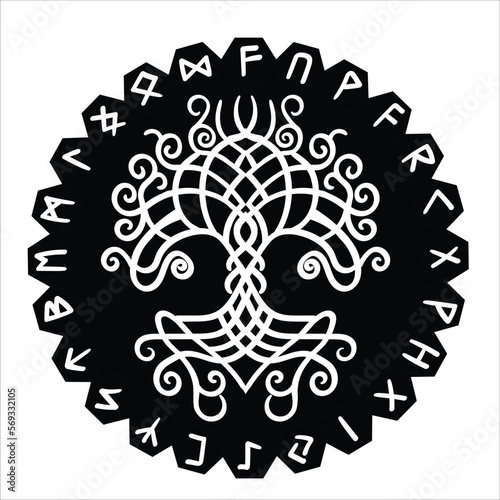 Tree of Life , Yggdrasil of awe runes vector 