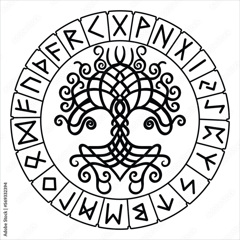 Tree of Life , Yggdrasil of awe runes vector Tree of Life , Yggdrasil of awe runes vector
