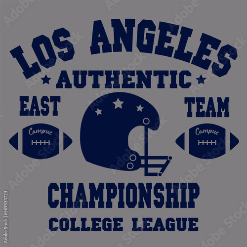 college varsity slogan print with american football team league helmet illustration for graphic tee t shirt or swaetshirt - Vector photo