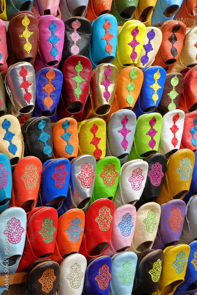 Handmade slippers of Marrakech Morocco