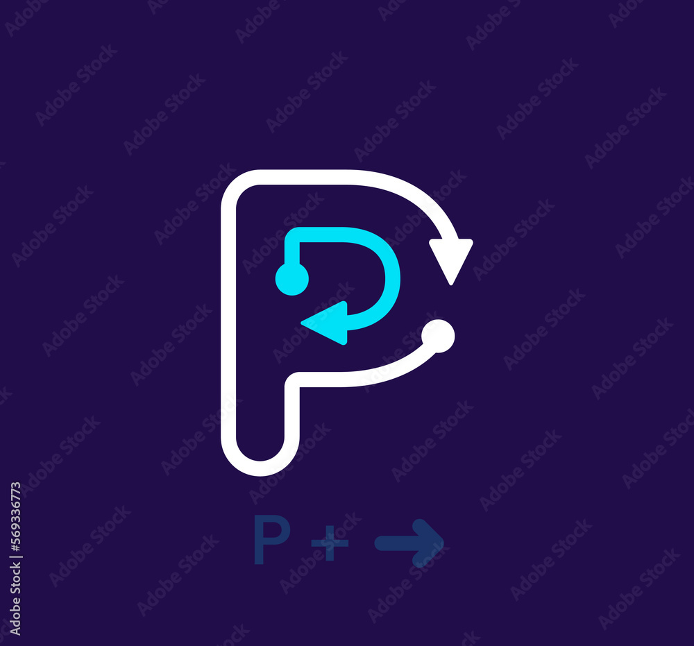Linear letter P logo. Unique logo. Abstract letter simple rotating arrow target icon. corporate identity vector eps. Linear letter P logo. Unique logo. Abstract letter simple rotating arrow target icon. corporate identity vector eps.