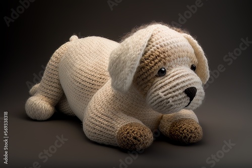 Dog - Knitted stuffed toy animal - Generative AI © ThomasLoke