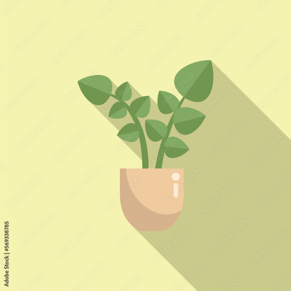 Art plant pot icon flat vector. Indoor garden. Flower leaf Art plant pot icon flat vector. Indoor garden. Flower leaf