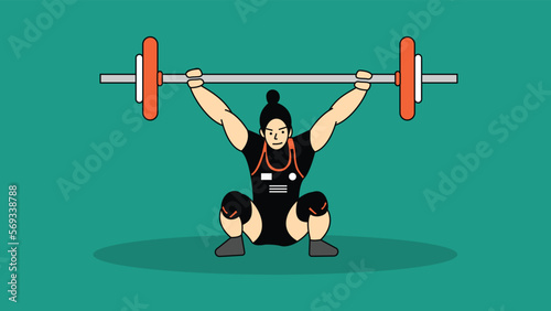 weightlifting athlete illustration, with a black shirt