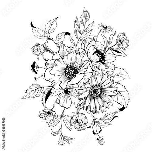 graphic flowers bouquet