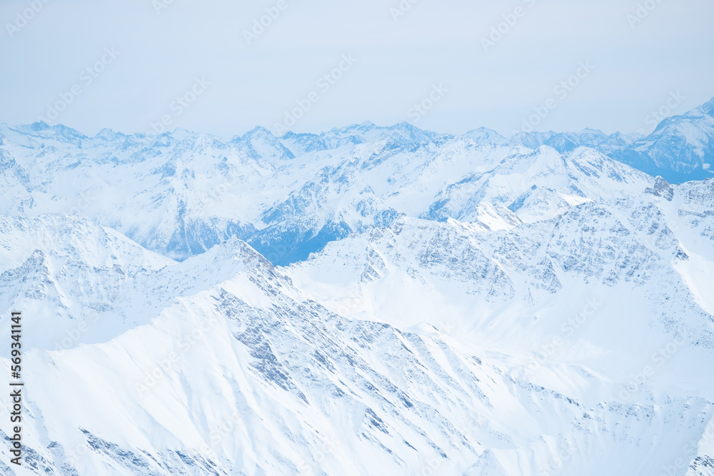 Beautiful panorama of snow capped mountains during sunset Beautiful panorama of snow capped mountains during sunset