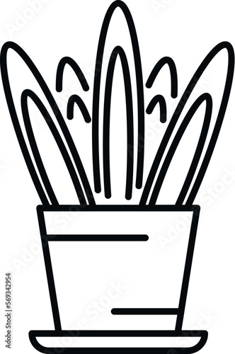 Long leaf plant icon outline vector. Flower pot. Home indoor
