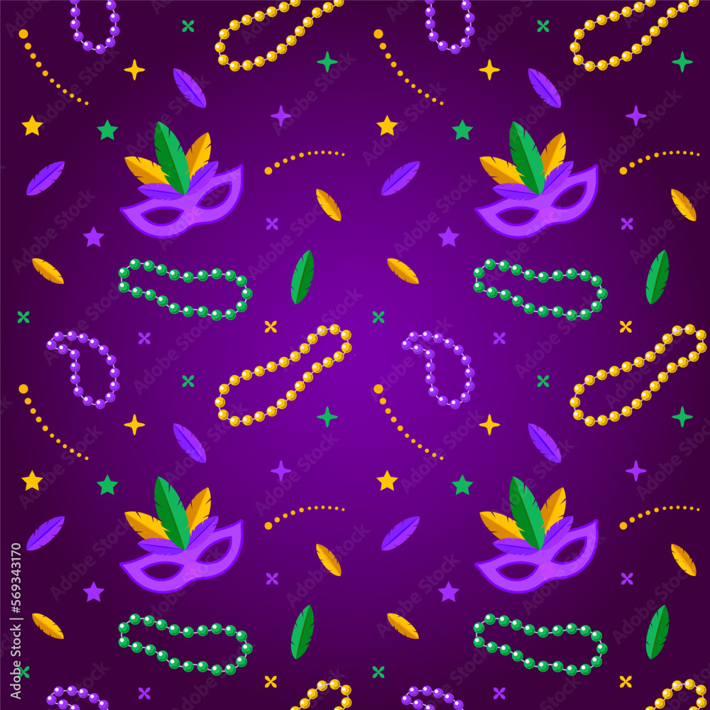 Mardi gras seamless pattern with carnaval mask Mardi gras seamless pattern with carnaval mask