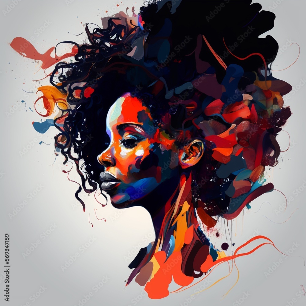 Abstract illustration of a black woman, generative A.I