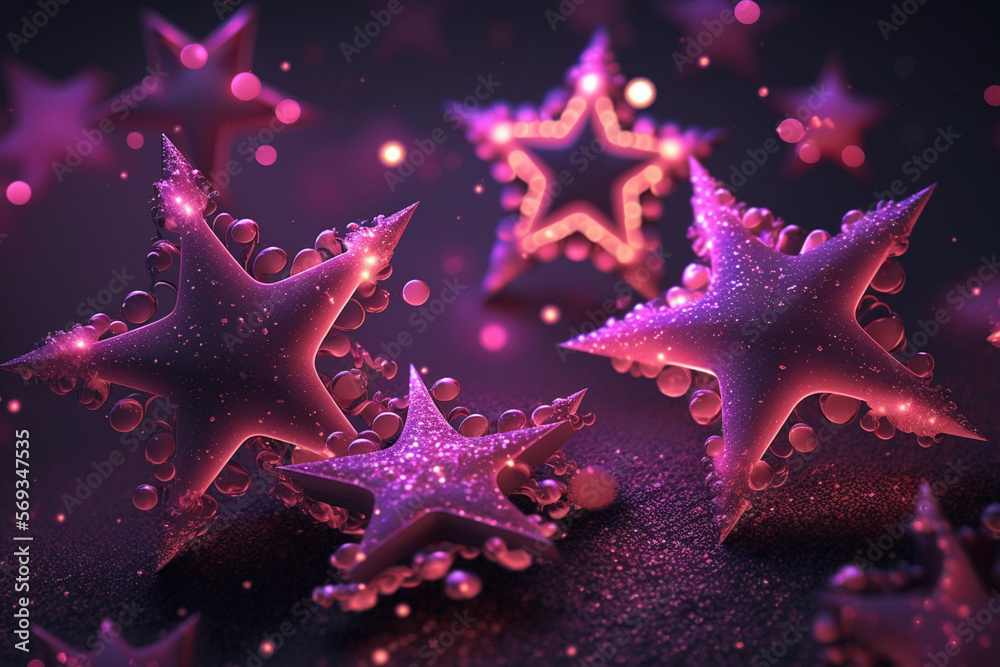 Abstract shiny background with magenta color stars. F ashion trend color. AI generated. Abstract shiny background with magenta color stars. F ashion trend color. AI generated.