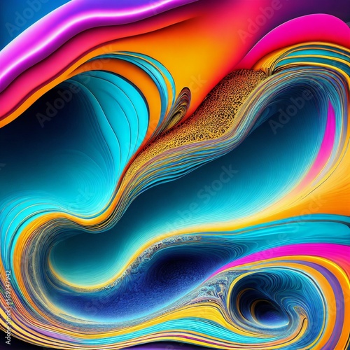 abstract colorful curvy wave  generative art by A.I.