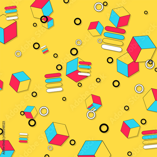 90s Pattern. Fun Background. Color Abstract Print.