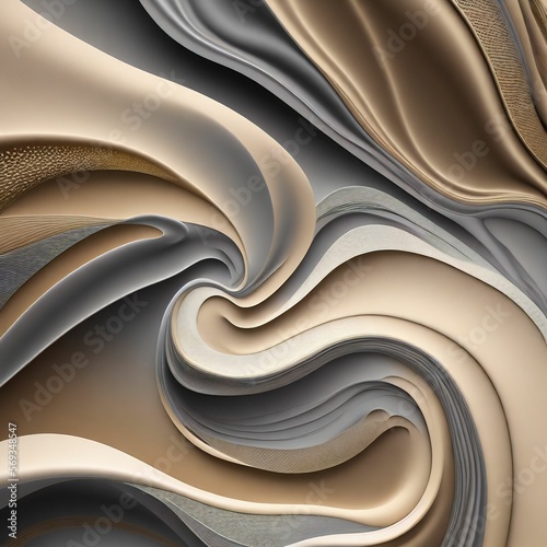 abstract sticky cream tone smooth spiral curvy wave  generative art by A.I.