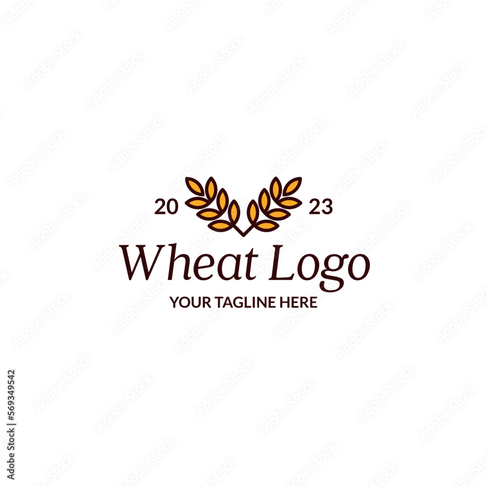 Obraz premium Vector Outline Farm Wheat Ears Logo. Whole Grain Line Symbol Illustration for Organic Eco Business, Farming, Beer, Bakery. Branding Identity.