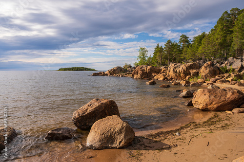 Rocky beach and sea. Jakobstad/Pietarsaari. Finland