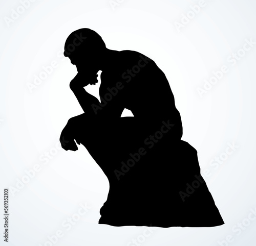 Vector drawing. Sculpture of a male thinker