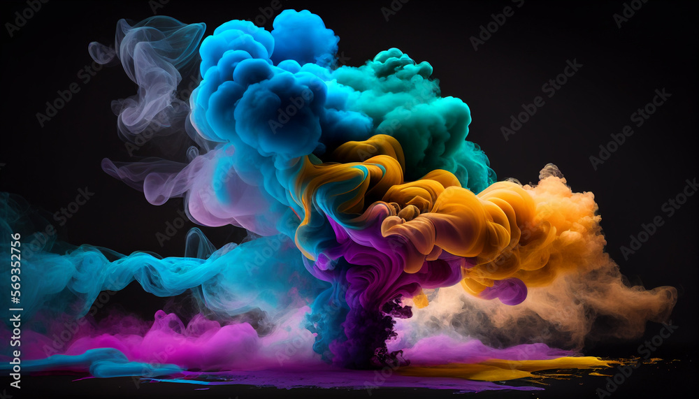 Color smoke on black background. Illustration
