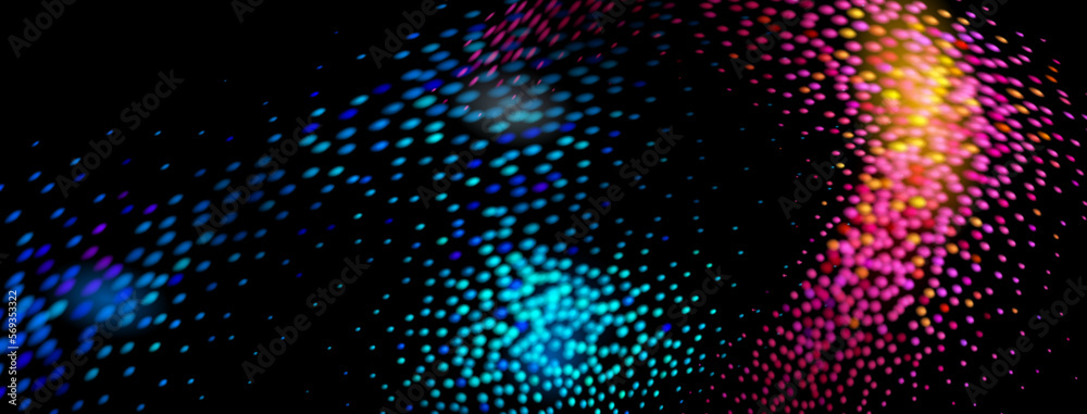 Fototapeta premium Abstract background made of purple and blue dots on black