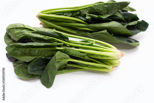 Fresh spinach on white background