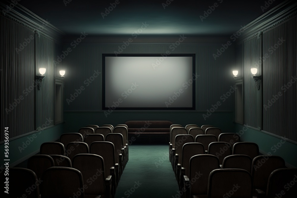 image, interior of an empty cinema, generative ai image, interior of an empty cinema, generative ai