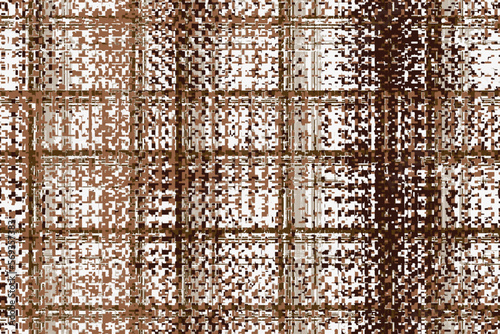 warm colors checkered beige taupe  stripes and white brown threads on beige fabric texture of traditional gingham seamless ornament for ragged old grungy plaid tablecloths tartan clothes dresses tweed