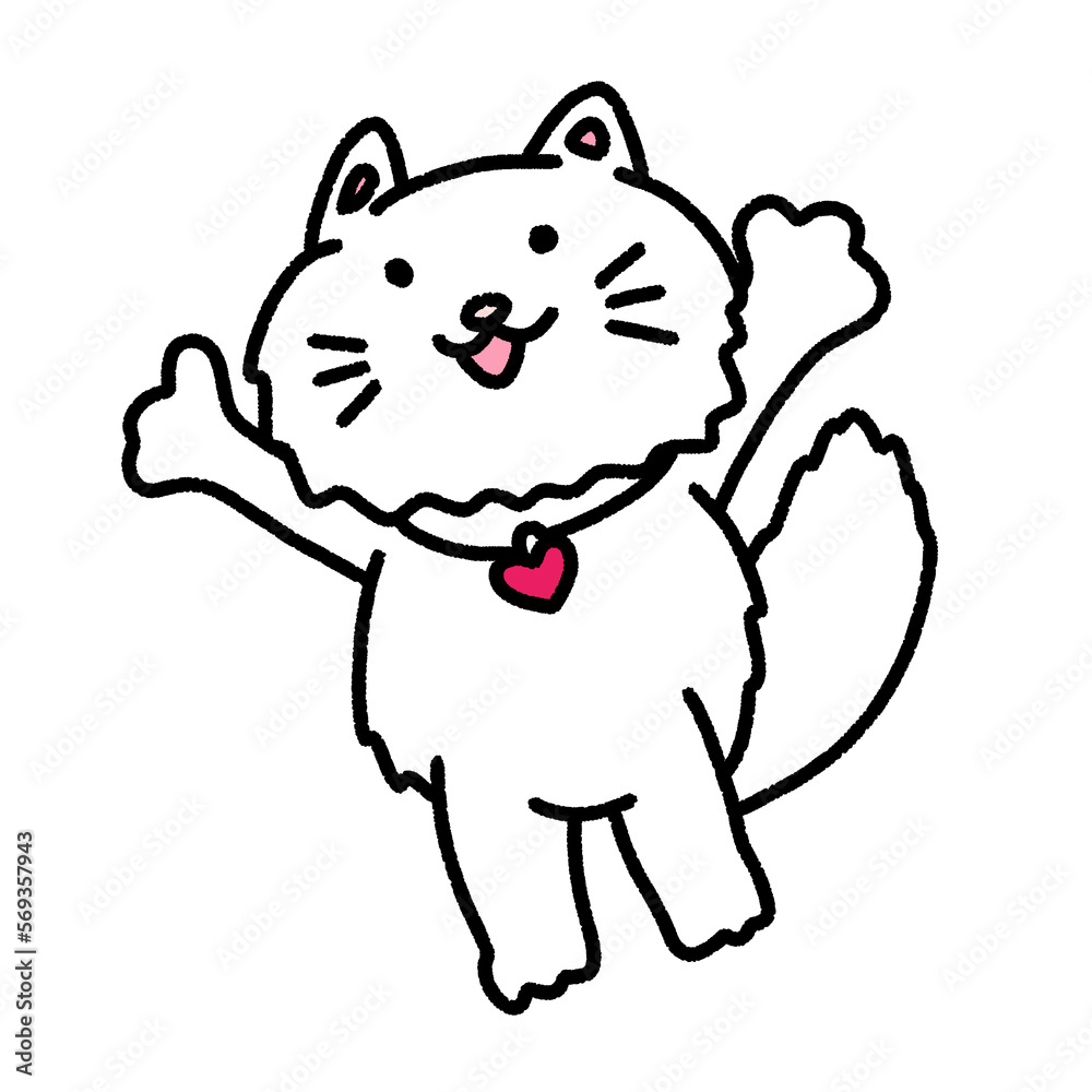 happy smiling white cat with heart pendant necklace, character design, cute cartoon isolated , graphic design for presentation, marketing, art, illustration, t-shirt design, cartoon, comic happy smiling white cat with heart pendant necklace, character design, cute cartoon isolated , graphic design for presentation, marketing, art, illustration, t-shirt design, cartoon, comic