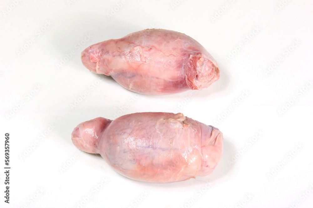 Raw lamb testicles on white background Raw lamb testicles on white background