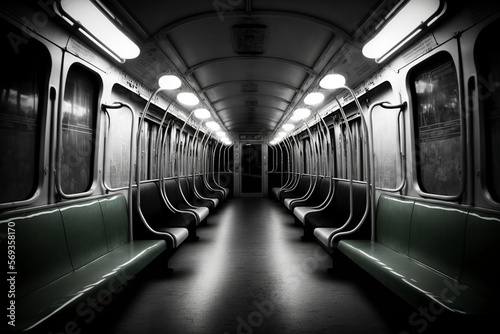 image, empty subway car ,generative ai